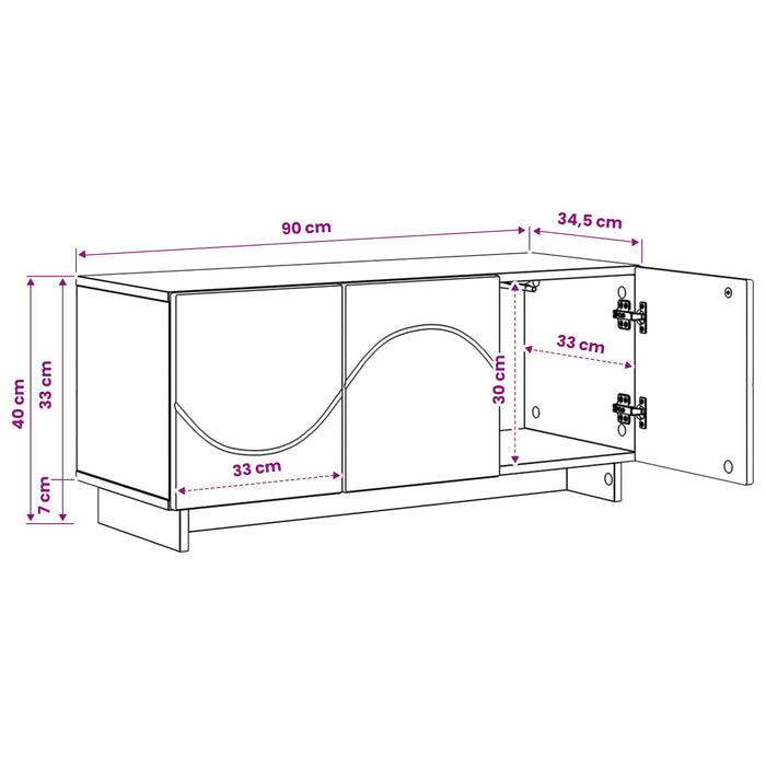 Suport TV 90 x 34.5 x 40 cm Stejar fumuriu Lemn prelucrat WALTI