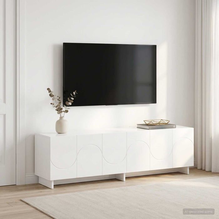 Suport TV 140 x 34,5 x 40 cm Alb foarte lucios Lemn prelucrat WALTI