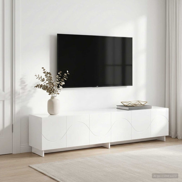Suport TV 179.5 x 34.5 x 40 cm Alb foarte lucios Lemn prelucrat WALTI