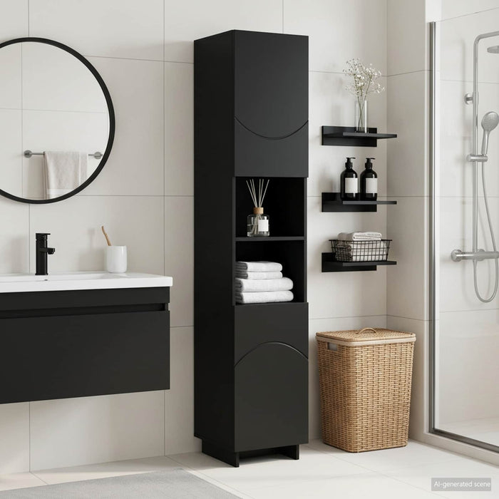 Dulap de baie Negru 36.5 x 38 x 180 cm Lemn prelucrat WALTI
