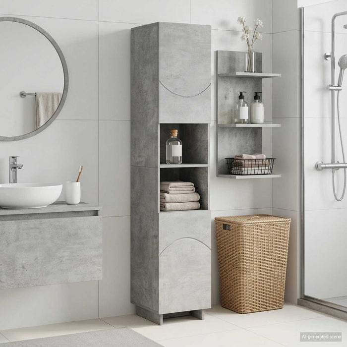 Dulap de baie Gri Beton 36.5 x 38 x 180 cm Lemn prelucrat WALTI