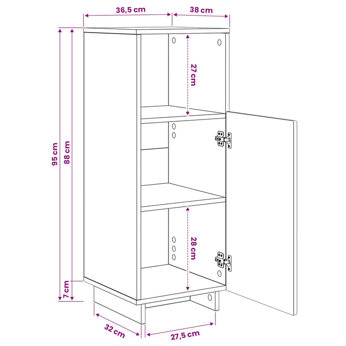Dulap pentru baie Gri Beton 36,5 x 38 x 95 cm Lemn prelucrat WALTI