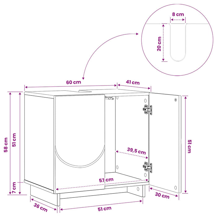 Dulap de baie Sonoma gri 60 x 41 x 58 cm Lemn prelucrat WALTI