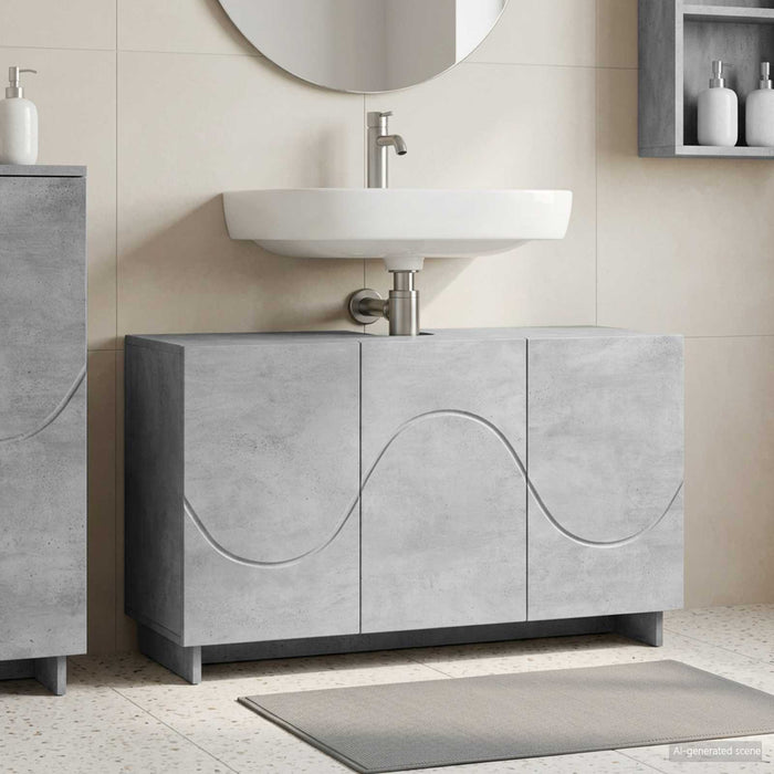Dulap de baie Gri Beton 101 x 41 x 58 cm Lemn prelucrat - WALTI WALTI