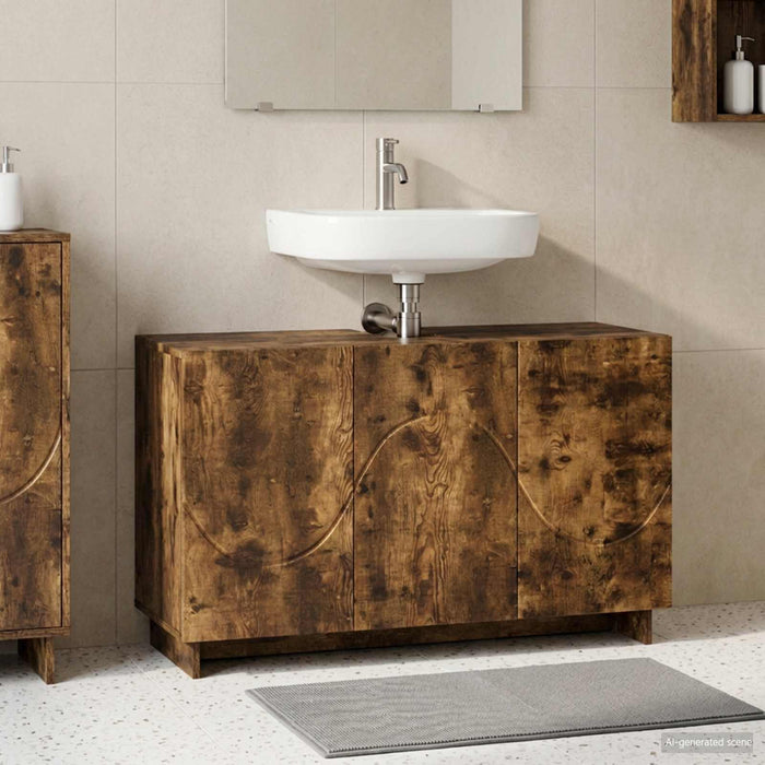 Dulap de baie Stejar fumuriu 101 x 41 x 58 cm Lemn prelucrat WALTI