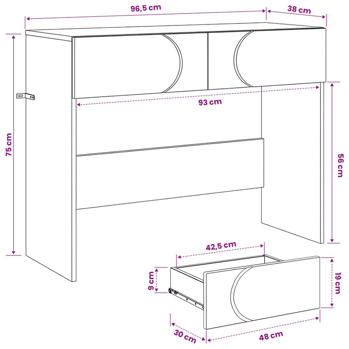 Masă de consolă Stejar fumuriu 96,5 x 38 x 75 cm Lemn prelucrat - WALTI WALTI