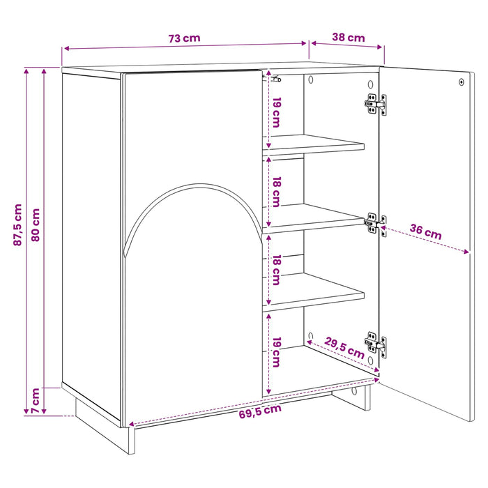 Dulap pantofi 73 x 38 x 87,5 cm Lemn prelucrat Sonoma gri WALTI