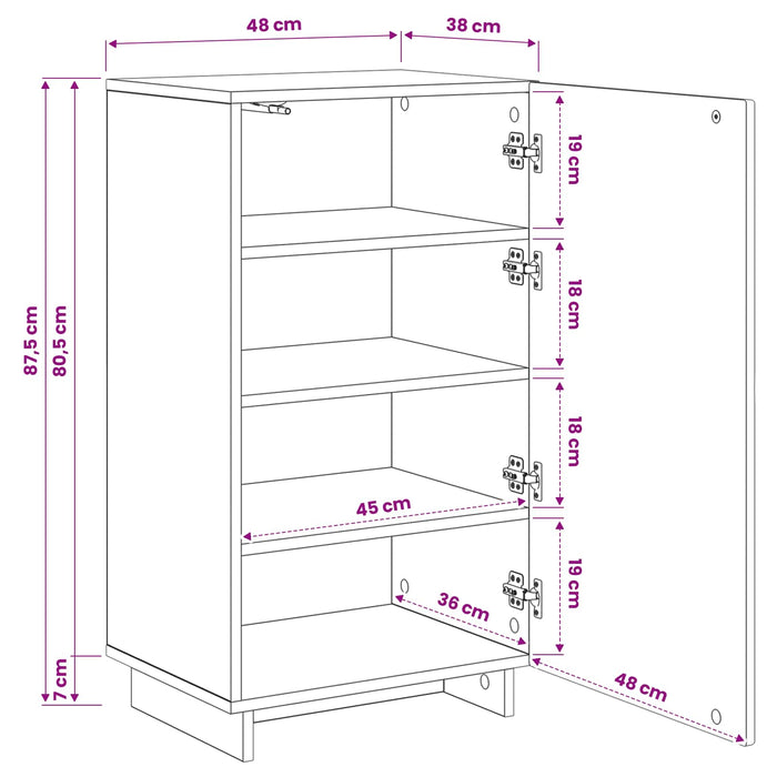 Dulap pentru pantofi 48 x 38 x 87,5 cm Lemn prelucrat WALTI