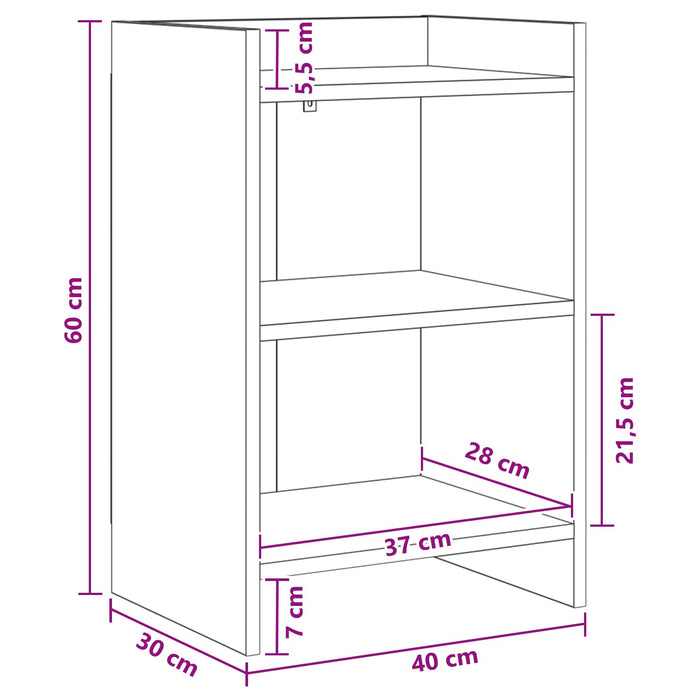 Mese de noptieră Gri Beton 40 x 30 x 60 cm Lemn prelucrat WALTI