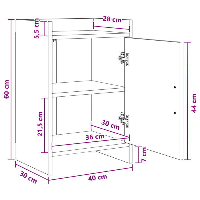Mese de noptieră 2 pcs Alb 40 x 30 x 60 cm Lemn prelucrat WALTI
