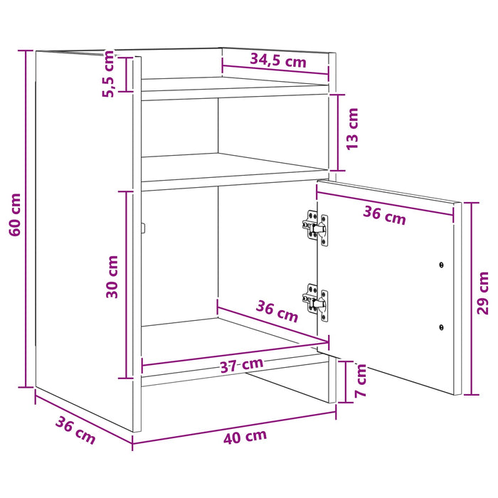 Mese de noptieră 2 pcs Gri Beton 40 x 36 x 60 cm Lemn prelucrat WALTI