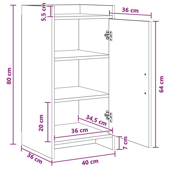 Bufet Stejar fumuriu 40 x 36 x 80 cm Lemn prelucrat WALTI