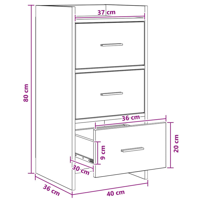 Bufet Stejar Artizanal 40 x 36 x 80 cm Lemn prelucrat WALTI