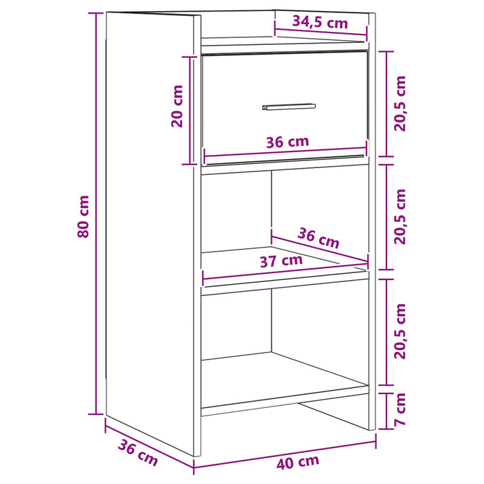 Bufet Stejar Artizanal 40 x 36 x 80 cm Lemn prelucrat WALTI