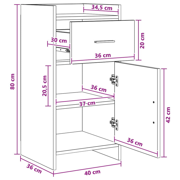 Bufet Alb 40 x 36 x 80 cm Lemn prelucrat WALTI