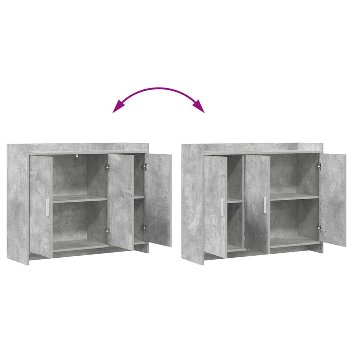 Bufet Gri Beton 98,5 x 33 x 80 cm Lemn prelucrat WALTI