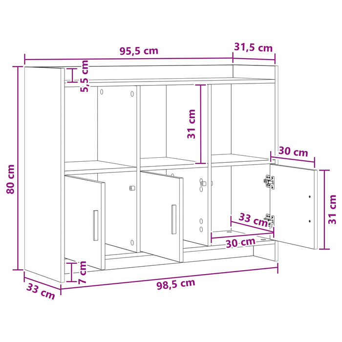 Bufet Alb 98,5 x 33 x 80 cm Lemn prelucrat WALTI