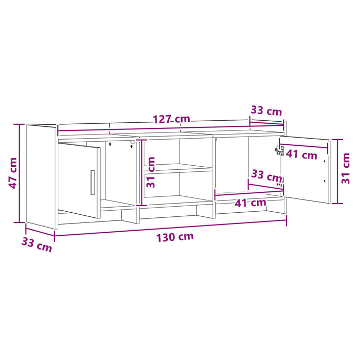 Cabinet TV 130 x 33 x 47 cm Stejar Artizanal Lemn prelucrat WALTI