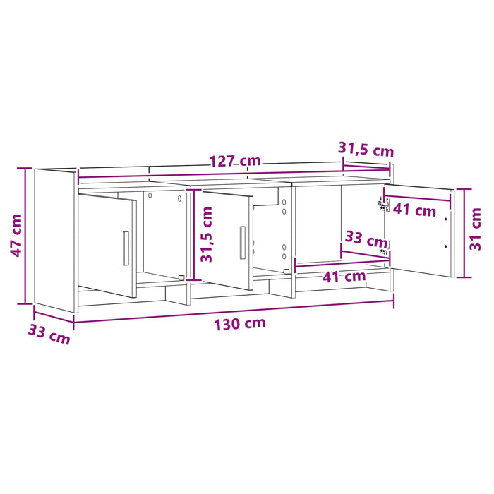 Cabinet TV 130 x 33 x 47 cm Lemn vechi Lemn prelucrat WALTI