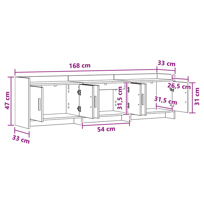 Cabinet TV 168 x 33 x 47 cm Stejar Negru Lemn prelucrat WALTI