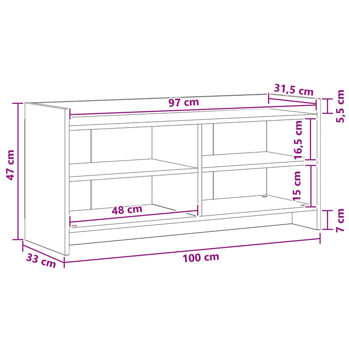 Cabinet TV 100 x 33 x 47 cm Stejar Sonoma Lemn prelucrat WALTI