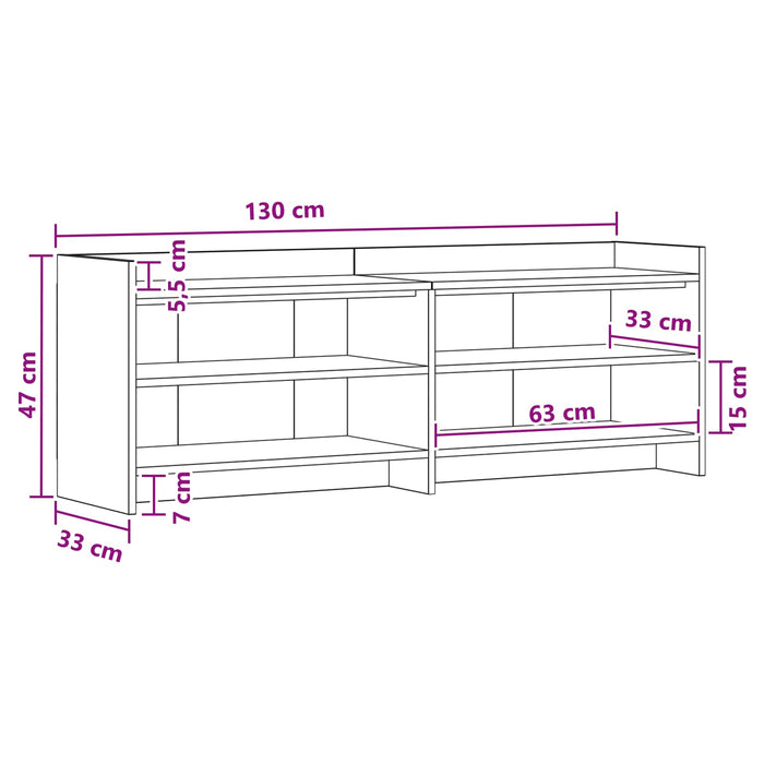 Cabinet TV 135 x 33 x 47 cm Stejar Negru Lemn prelucrat WALTI