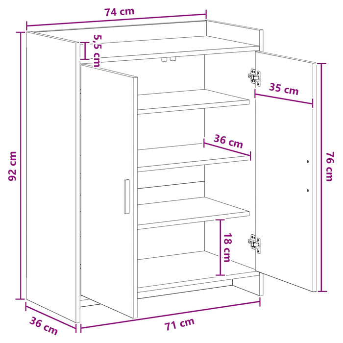 Dulap pentru pantofi 73,5 x 36 x 92 cm Lemn prelucrat WALTI