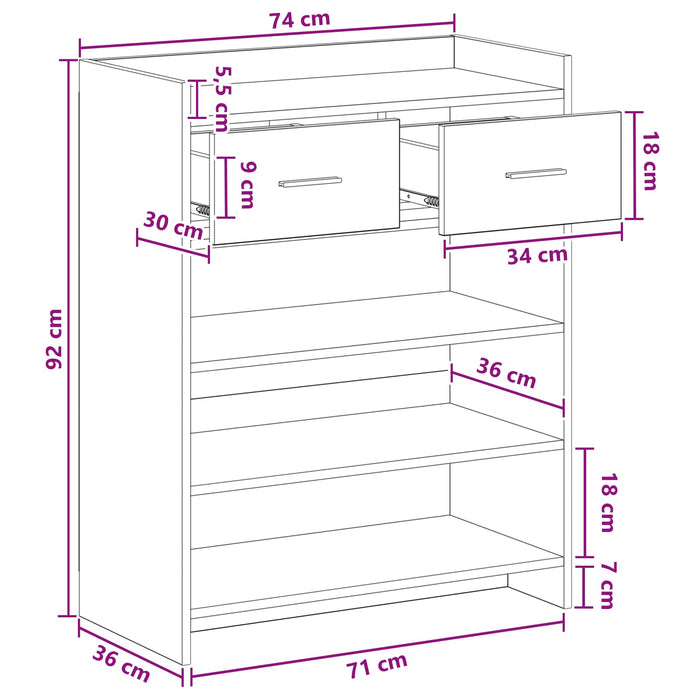 Dulap pentru pantofi Alb 73,5 x 36 x 92 cm Lemn prelucrat WALTI