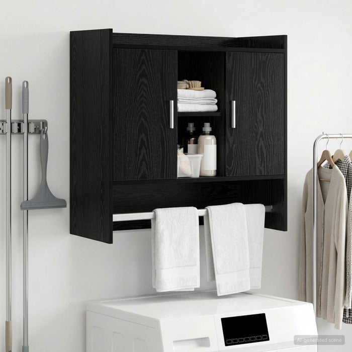 Raft de perete Montare pe perete Stejar Negru 80 x 36 x 80 cm WALTI
