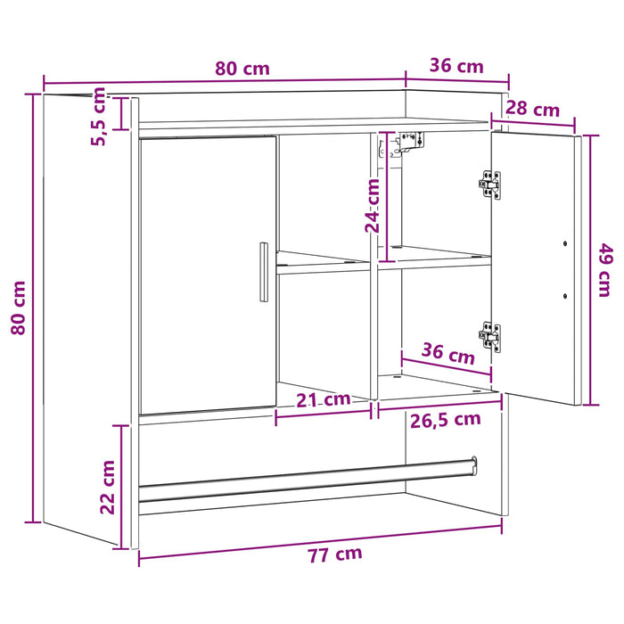 Raft de perete Montare pe perete Stejar fumuriu 80 x 36 x 80 cm WALTI