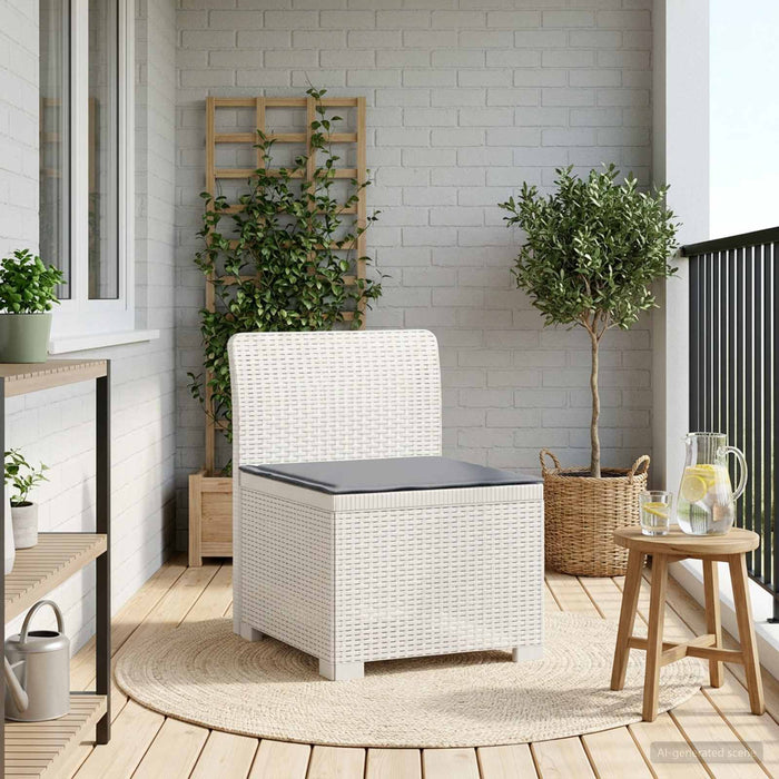 Canapea de Grădină cu 1 Loc cu Pernă Aspect Rattan PP Alb WALTI