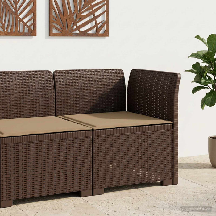Canapea de Grădină cu 1 Loc cu Pernă Aspect Rattan PP Maro WALTI