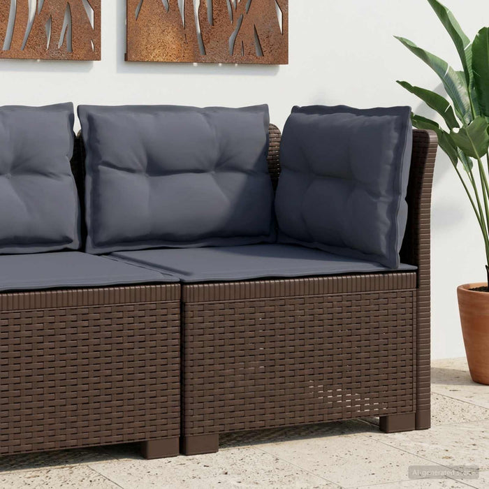 Canapea de Grădină cu 1 Loc cu Perne Aspect Rattan PP Maro WALTI