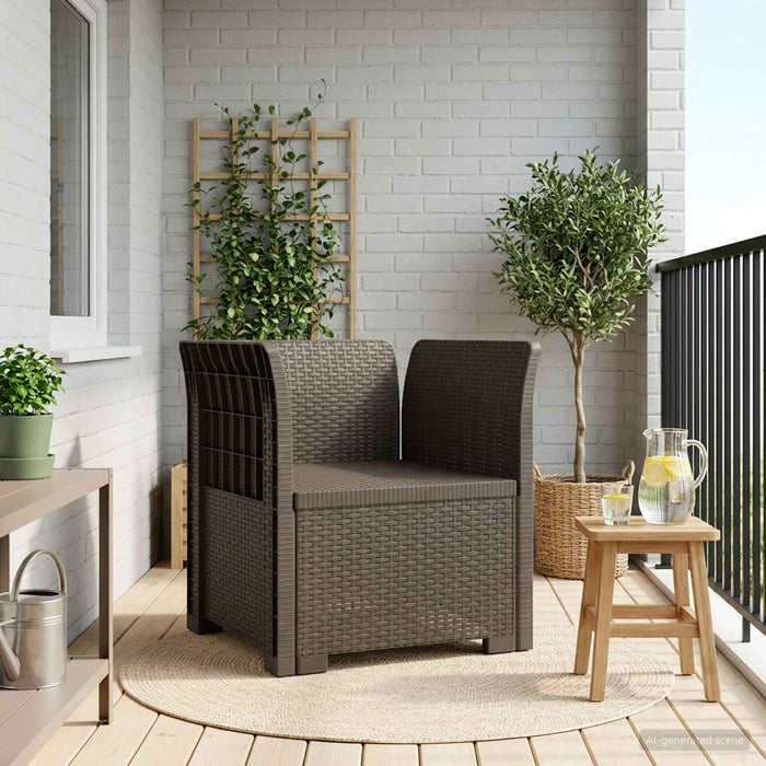 Fotoliu cu 1 Loc Aspect Rattan PP Gri deschis WALTI