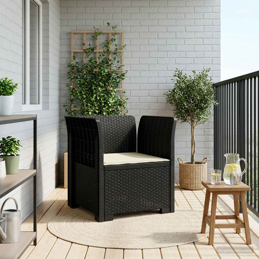 Fotoliu cu 1 Loc cu Pernă Aspect Rattan PP Antracit - WALTI WALTI