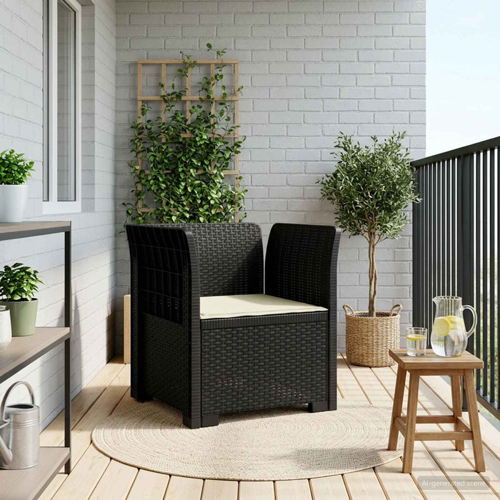 Fotoliu cu 1 Loc cu Pernă Aspect Rattan PP Antracit WALTI