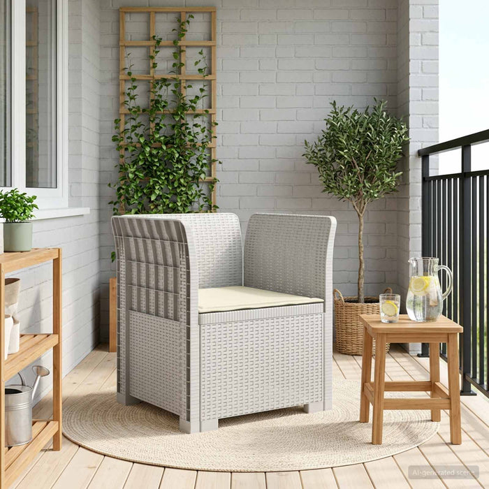 Fotoliu cu 1 Loc cu Pernă Aspect Rattan PP Alb WALTI