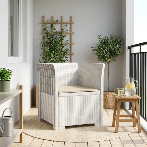 Fotoliu cu 1 Loc cu Pernă Aspect Rattan PP Alb - WALTI WALTI