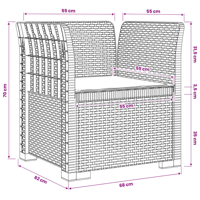 Fotoliu cu 1 Loc cu Pernă Aspect Rattan PP Alb WALTI