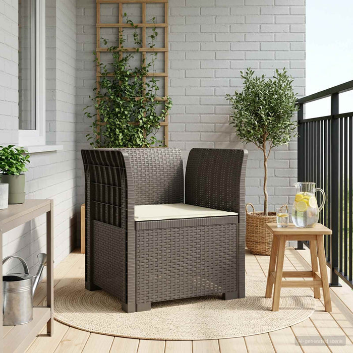 Fotoliu cu 1 Loc cu Pernă Aspect Rattan PP Gri deschis WALTI