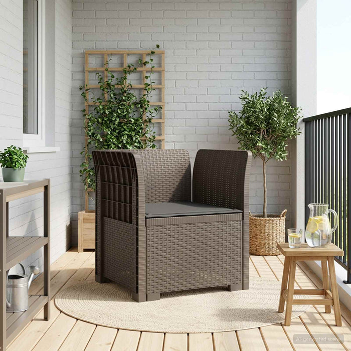 Fotoliu cu 1 Loc cu Pernă Aspect Rattan PP Gri deschis WALTI