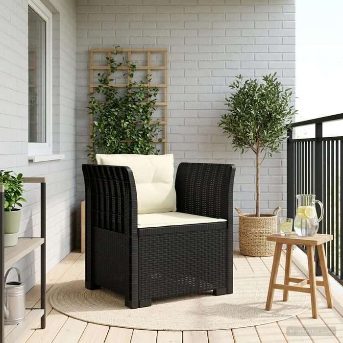 Fotoliu cu 1 Loc cu Perne Aspect Rattan PP Antracit WALTI