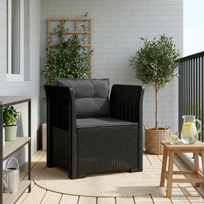 Fotoliu cu 1 Loc cu Perne Aspect Rattan PP Antracit WALTI