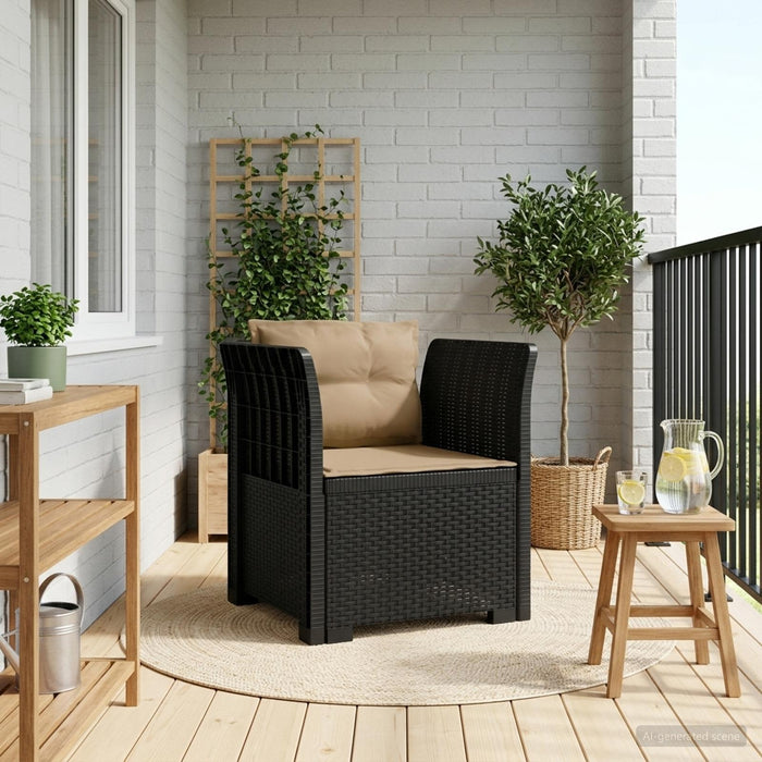 Fotoliu cu 1 Loc cu Perne Aspect Rattan PP Antracit WALTI