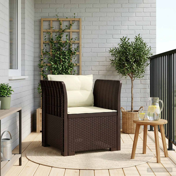 Fotoliu cu 1 Loc cu Perne Aspect Rattan PP Maro WALTI