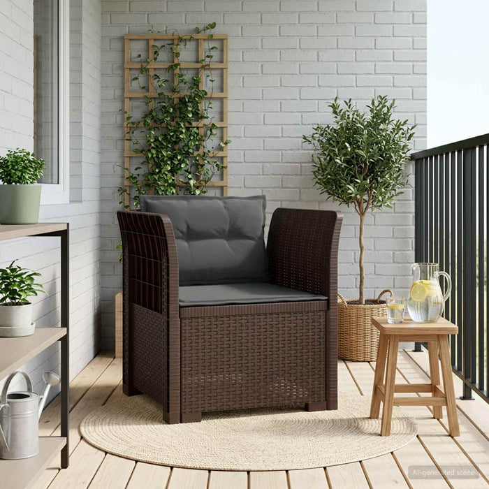 Fotoliu cu 1 Loc cu Perne Aspect Rattan PP Maro WALTI