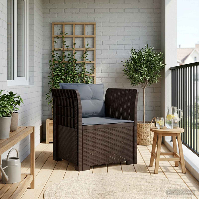 Fotoliu cu 1 Loc cu Perne Aspect Rattan PP Maro WALTI