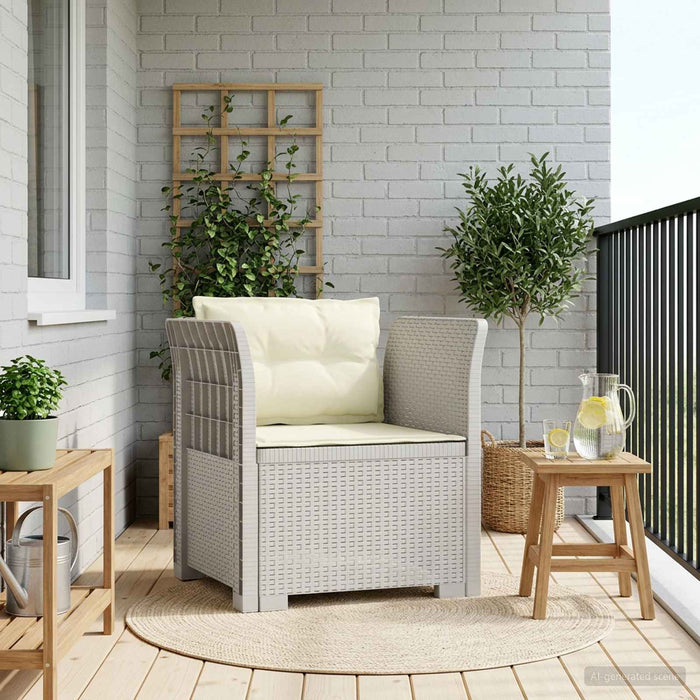 Fotoliu cu 1 Loc cu Perne Aspect Rattan PP Alb WALTI