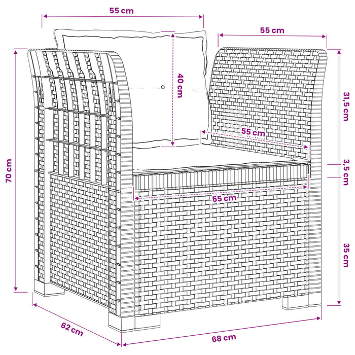 Fotoliu cu 1 Loc cu Perne Aspect Rattan PP Alb WALTI