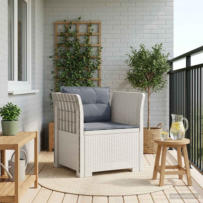 Fotoliu cu 1 Loc cu Perne Aspect Rattan PP Alb WALTI